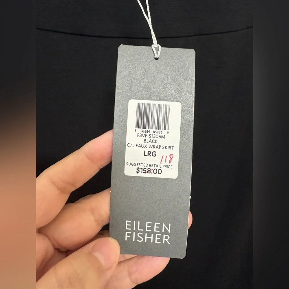 Eileen Fisher Women’s Black C/L Faux Wrap Skirt Size Large - Picture 6 of 9